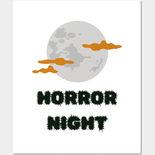 halloween day night moon horror nigh spooky text and design illustration Posters and Art